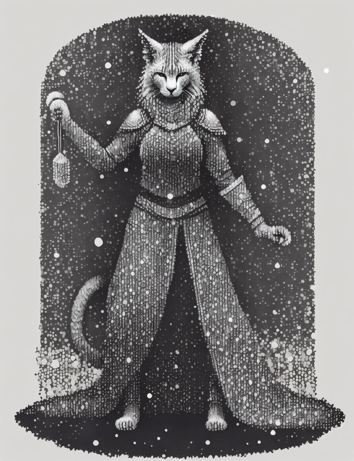 DonMD4t4D3ns1ty dot art , female khajiit, immersive storyteller,, flail, <lora:DonMD4t4D3ns1ty-000008:1>