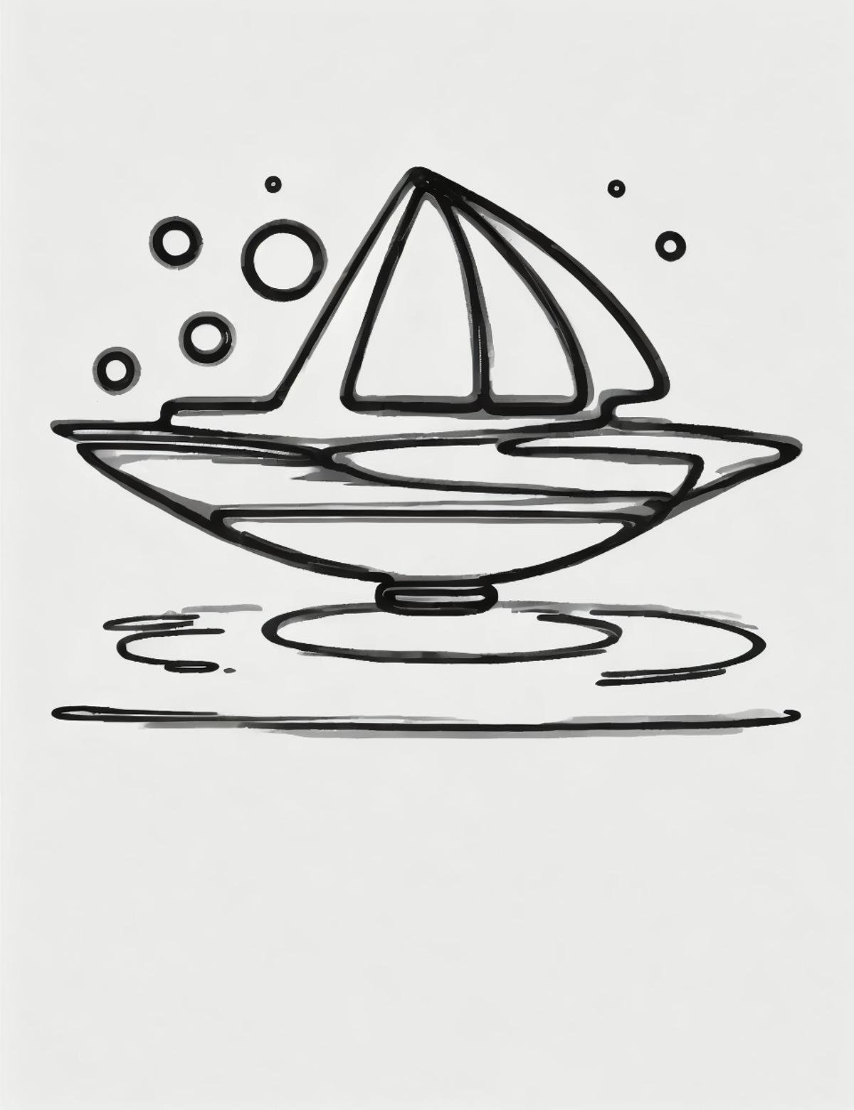 DonM0n3L1n3 one line drawing, scifi large disc-shaped frigate, chemical rockets, organic material,  heat-resistant coatings,portholes,radar  <lora:DonM0n3L1n3:0.8>