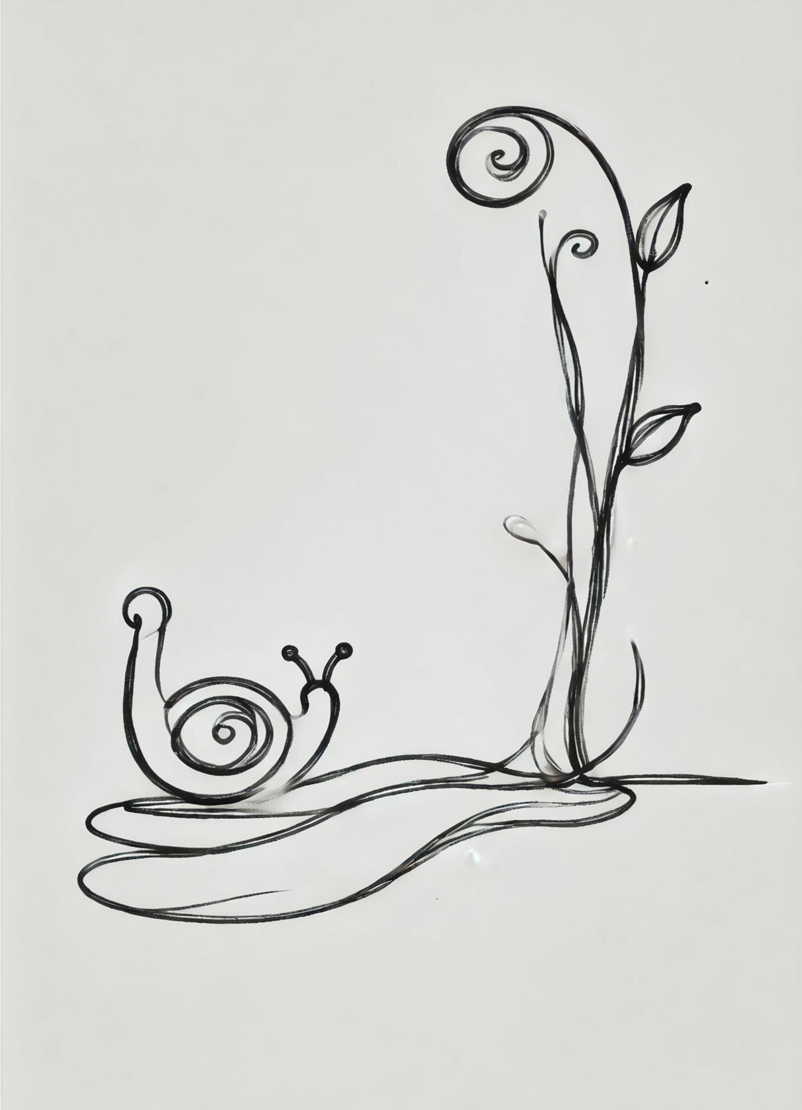 DonM0n3L1n3XL one line drawing, wetland, snail,curtain,finial,soffit  <lora:DonM0n3L1n3XL:1>