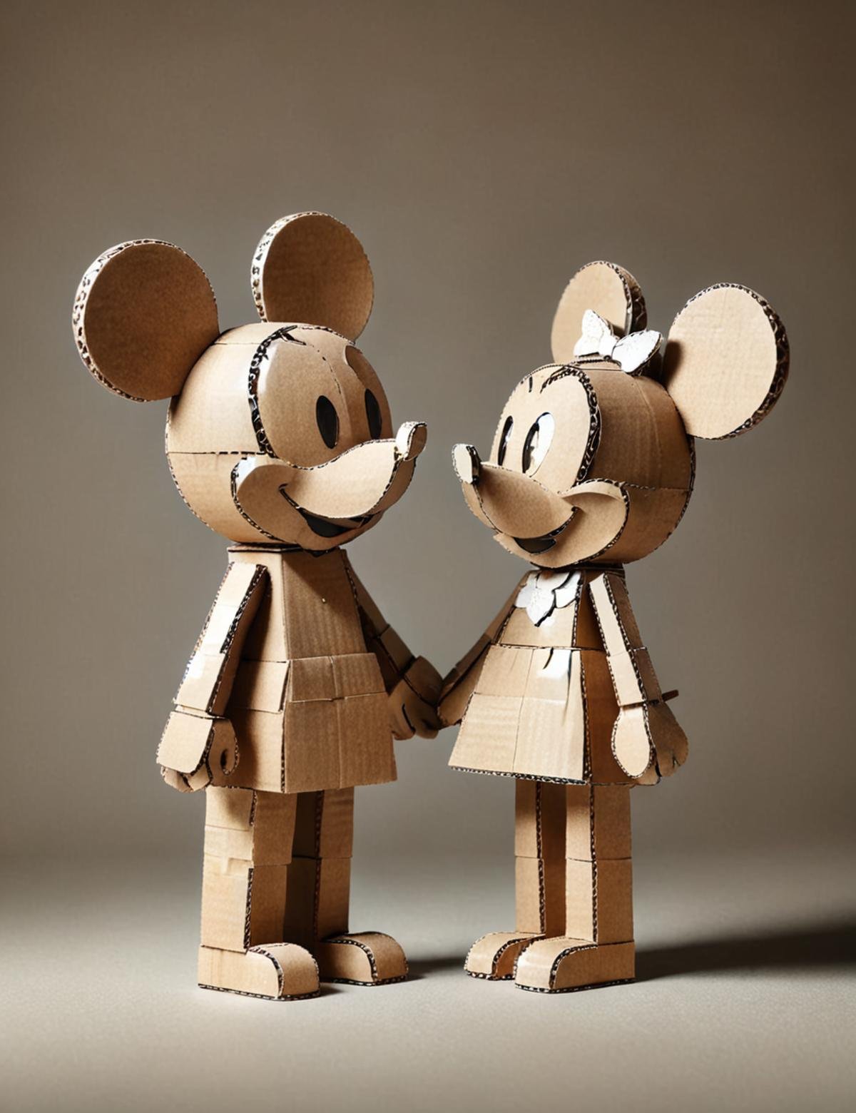 DonMC4rdB04rdXL cardboard, valentines day, minimalist, elegant, heart-shaped confetti, mickey and minnie mouse, quiet countryside inn, serene lakeside retreat, candlelight   <lora:DonMC4rdB04rdXL:1.0>