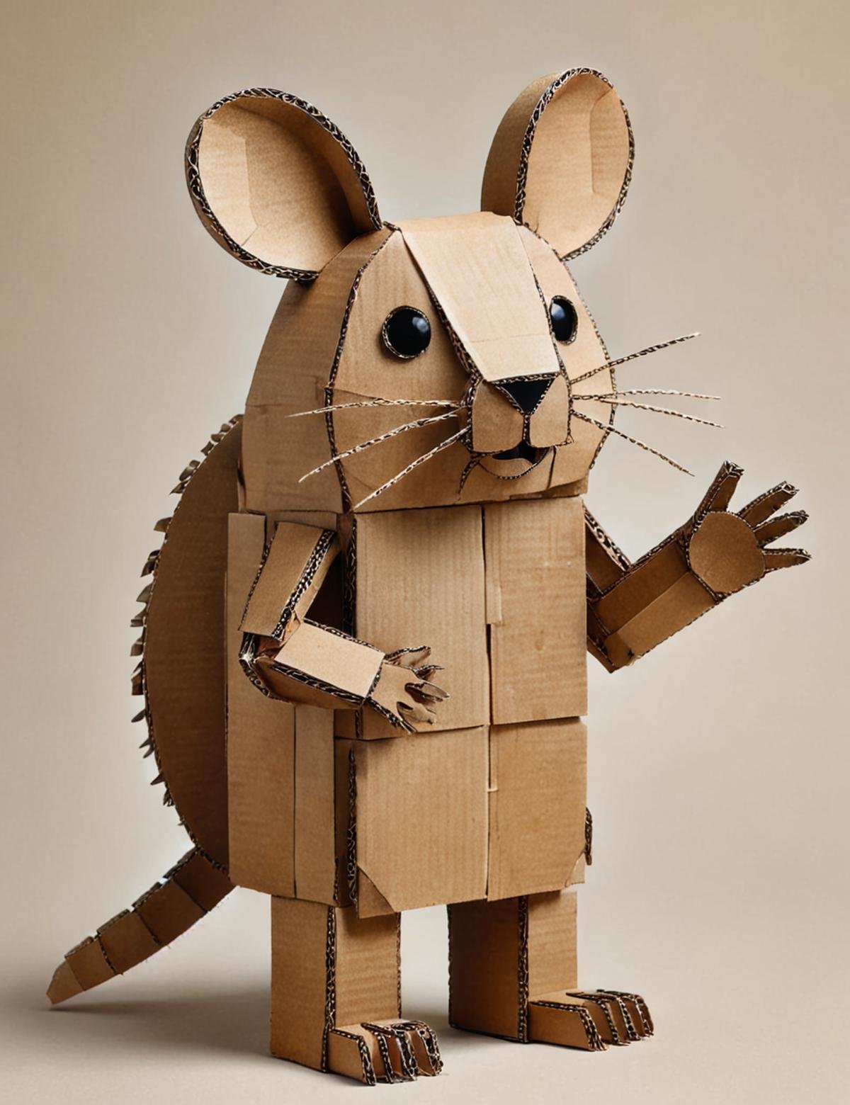 DonMC4rdB04rdXL cardboard, colossal terrifying networked distressed rodent individual, legless armless, five-fingered hands,  spiked-tailed, wooly fur,      <lora:DonMC4rdB04rdXL:1.0>