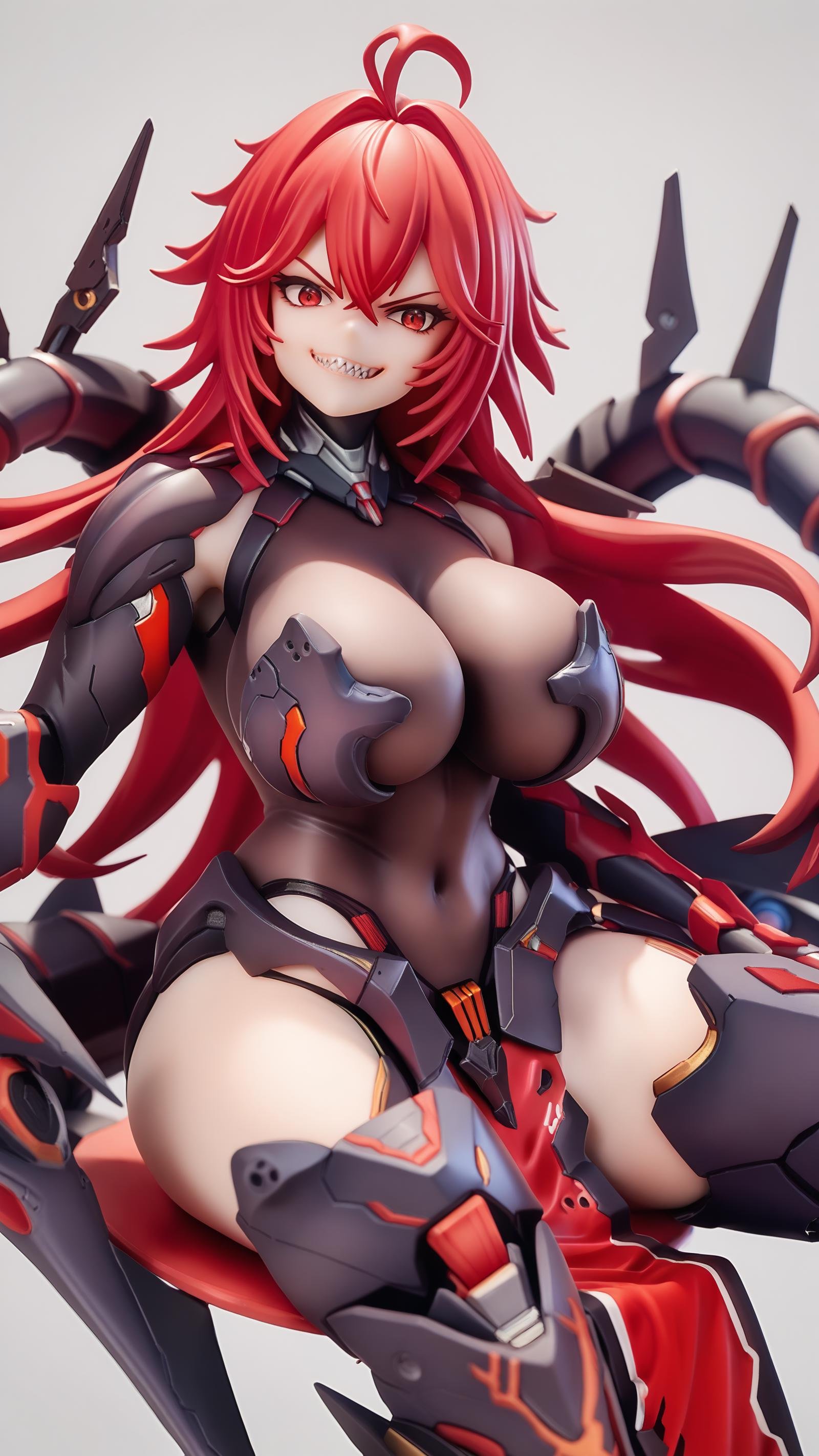 (score_9,score_8_up,score_7_up),source_anime,1girl,<lora:nihilister-nikke-richy-v1_pdxl:1>,solo,sitting,nihilister,red hair,red eyes,ahoge,long hair,leotard,mechanical arms,mechanical legs,pelvic curtain,mecha musume,mechanical tail,huge breasts,smirk,disgust,sharp teeth,looking at viewer,dragon,fire,