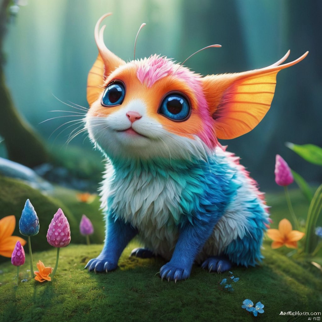 Cute Colourful Creatures Fantasy, Dreamy, Surrealism, Super Cute, Trends on artstation