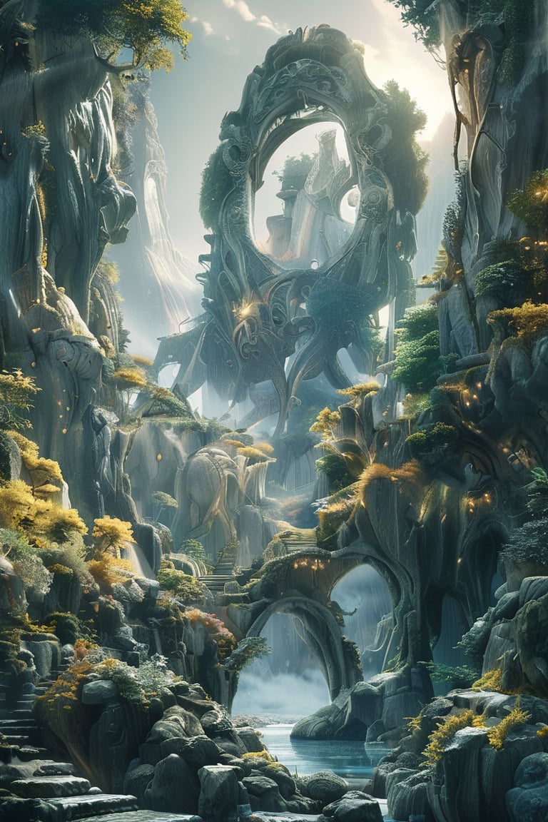 Create a high-definition, fantastical magical mystical landscape