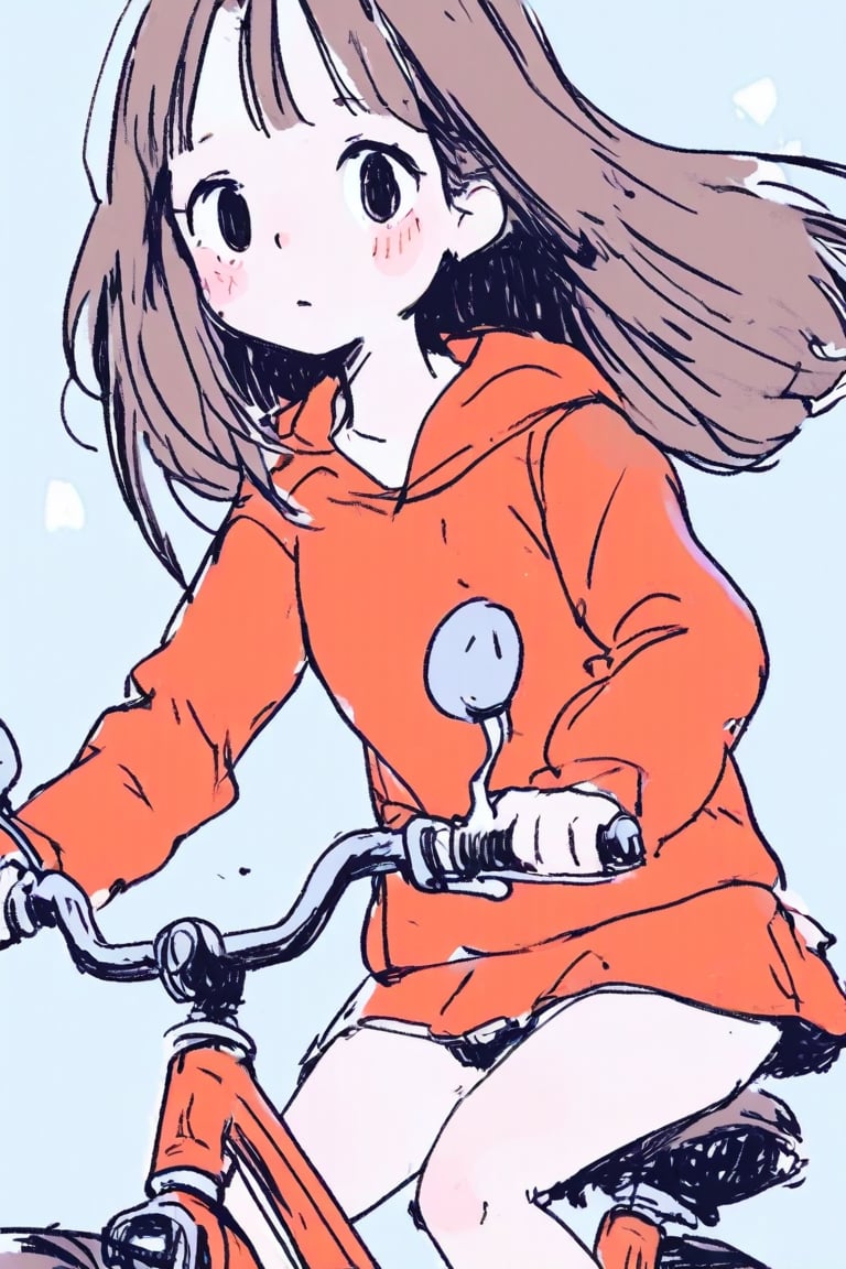 1girl, anime, riding bike