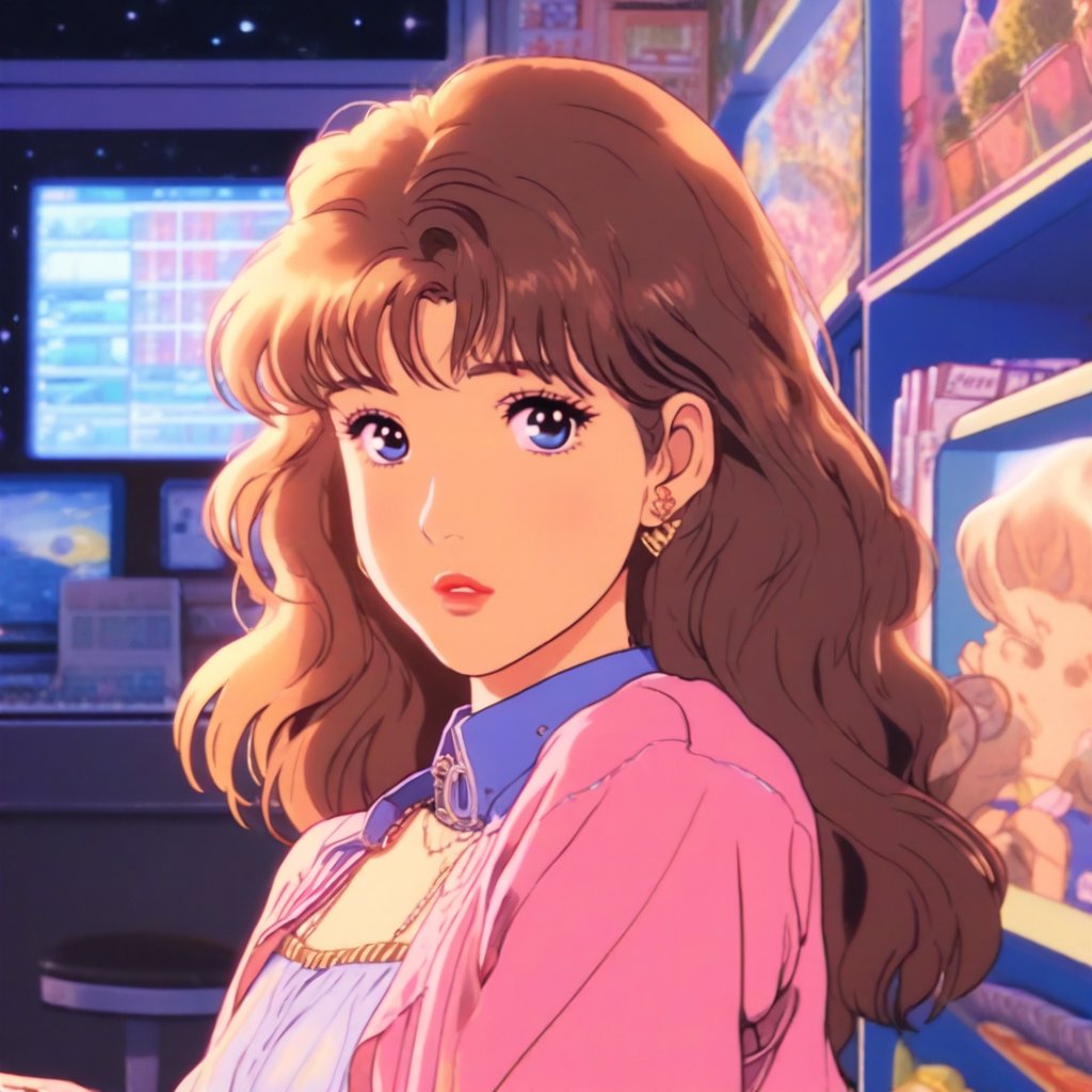 1990s 1girl, anime, lofi,