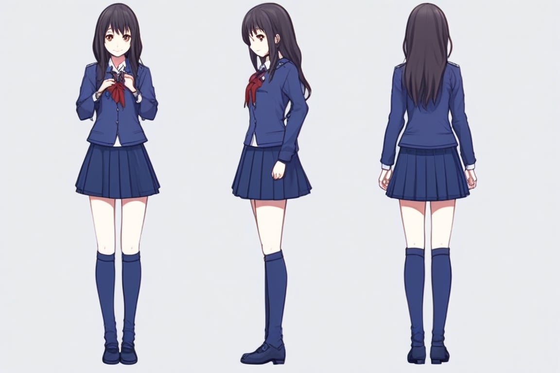 character sheet of anime girl in school uniform