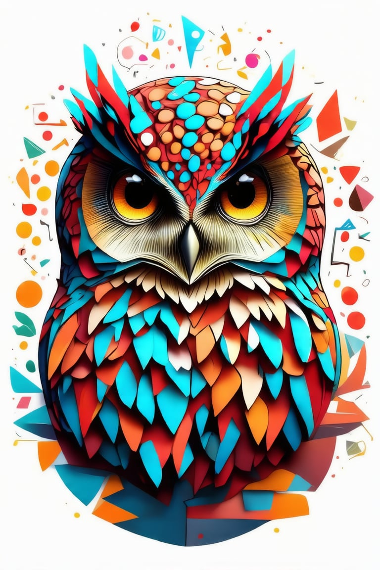 g-illustration,,vector art, illustration, owl ,white background,muted color