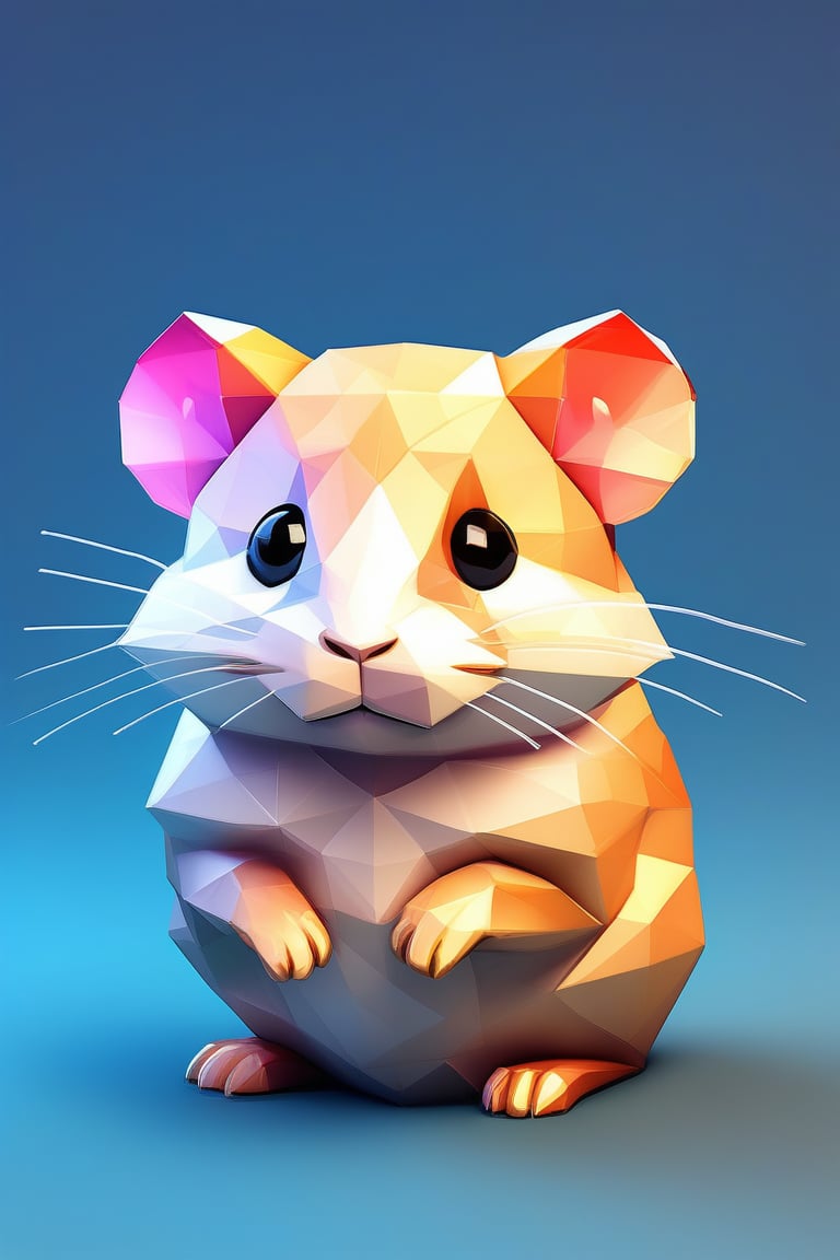 lopy, low poly, looking at viewer, simple background, full body, gradient background, animal, gem, claws, crystal, animal focus, cute hamster