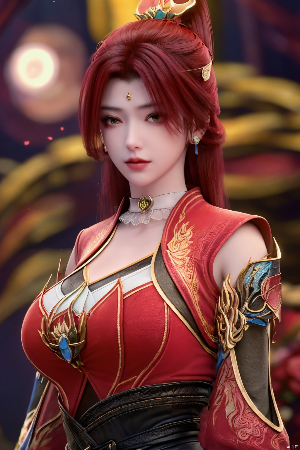  (best quality,masterpiece),Yunxiao_Fairy,1girl,solo,long hair,looking at viewer,jewelry,closed mouth,purple eyes,upper body,purple hair,earrings,blurry,blurry background,sunlight,red lips,(big breasts:1.59),(Peony,full moon:1.39),Xtanghuoer