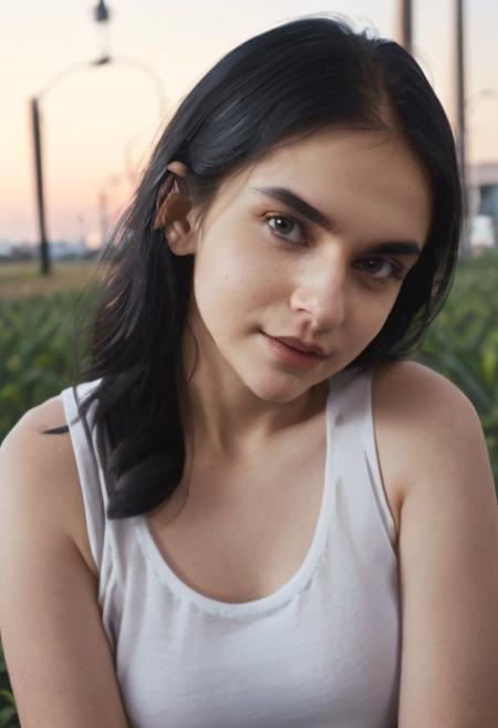 JobId: 648fba56-c12e-ea30-d44c-7d0990261df5Function: text2imageInput:  width: 416  height: 608  prompt: >-    armen, girl in a wheat field    Small eyes. Brown eyes.    Wearing white tank top. no makeup. Clear skin.  realistic skin style    Long dark black slick back hair. No makeup. Dusk, Street light. Looking at camera POV. Slight smile, tilting monicaardhea, head.. Tilt head. Hands in head, face, lips.    Medium Close Up shot. Bokeh. Bokeh light. Sunset. yellow, purple sky.  model: absolute_reality_1_8_1  count: 1  negative_prompt: (low quality, worst quality:1.4), signature, bad-hands-5, EasyNegativeV2, bad anatomy, bad hands. asian, chinese, japanese, black, dark people. Weird hands, multiple fingers. disjoints. makeup. Word, Letters. logo. numbers.  guidance: 7  steps: 16  sampler: dpmpp_2m_karras  seed: 3132857445  upscale: 1  lora1: B823DD5551B6664FA63505C979918348AA722422AB0CC3D5F832FED68742E00B  lora1_strength: 1  lora2_strength: 0.7  format: png