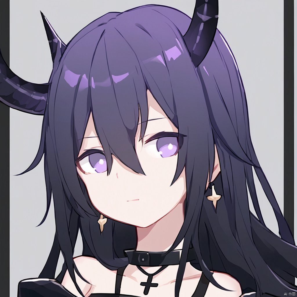 line art,line style,black background,(monochrome),greyscale,flat color,
1girl,solo,surtr_\(arknights\),
horns,purple eyes,glowing eyes,black hair,long hair,bangs,hair between eyes,demon horns,
shirt,black shirt,choker,black choker,official alternate costume,necklace,off shoulder,short sleeves,jacket,cross necklace,jewelry,black jacket,
looking at viewer,upper body,expressionless,close-up,pov,from below,
masterpiece,bestquality,onnk,