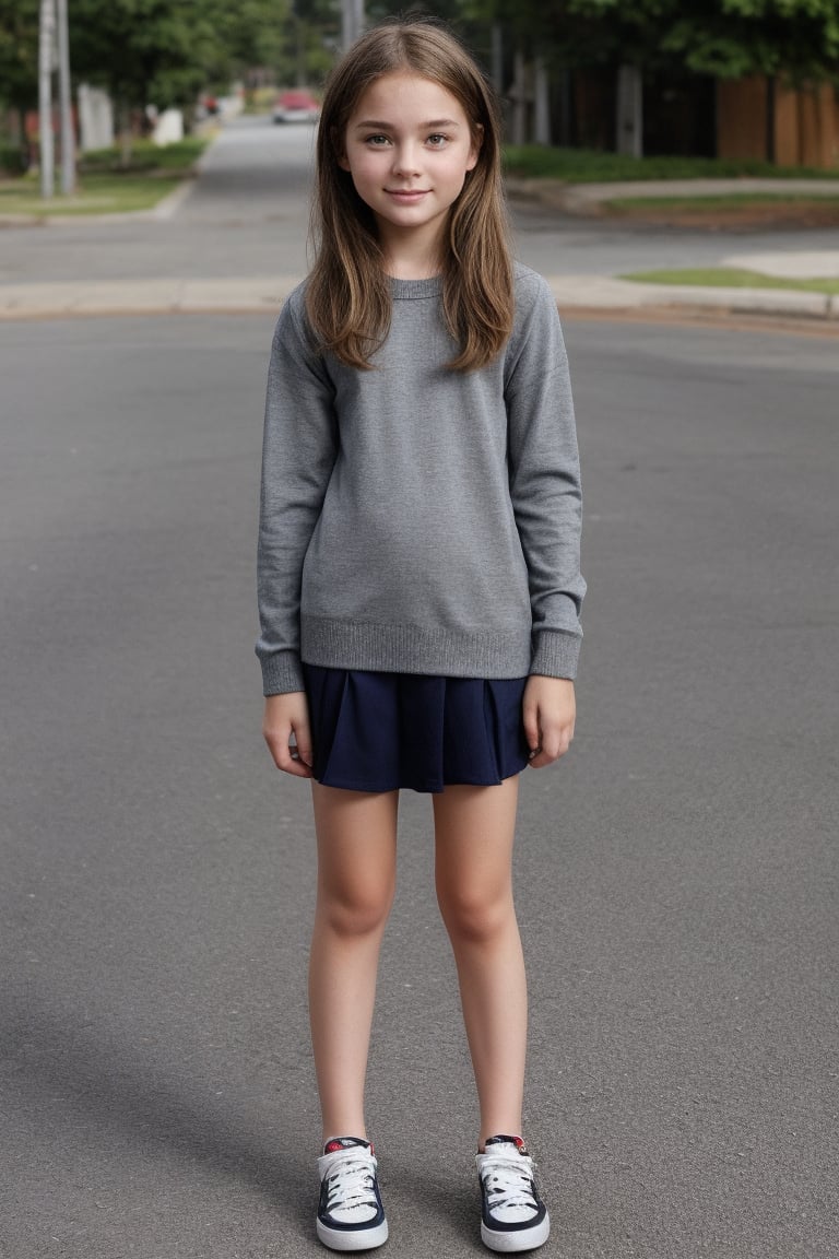 11yo tween girl with well-formed body and alluring childish style wear