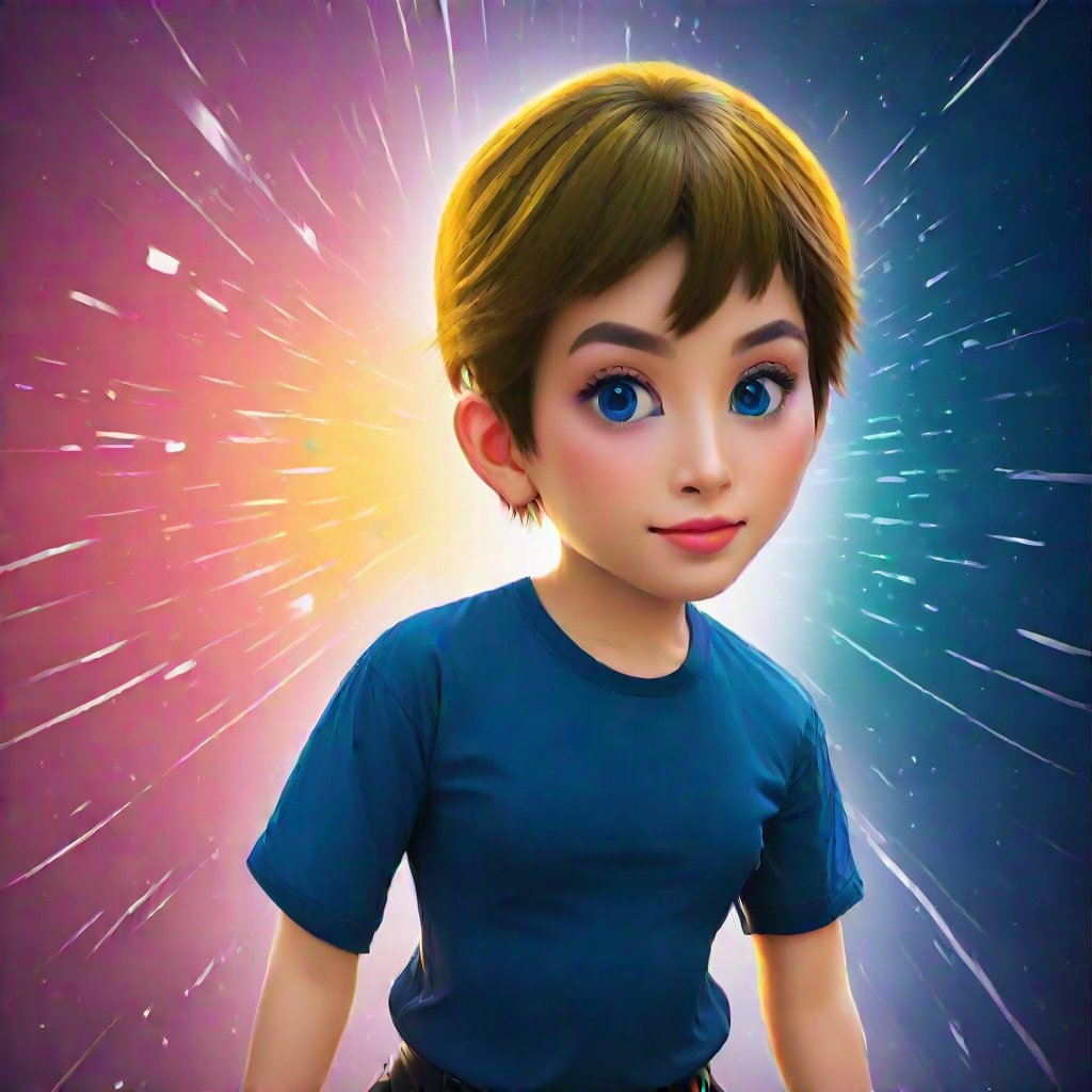 A high-quality masterpiece featuring a boy, rendered in the iconic style of a famous US cartoon movie. The boy is vibrantly colored, with expressive eyes and a dynamic pose, set against a detailed, animated background. The lighting is bright and cheerful, emphasizing the lively atmosphere of the scene. The composition is carefully balanced, capturing the essence of a beloved animated character, known for its widespread popularity in American cinema.