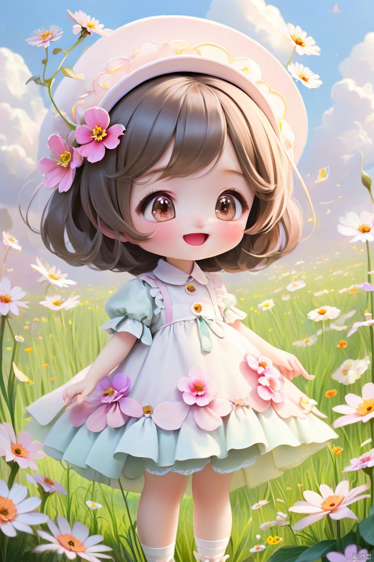 
1 girl,Master piece, high quality, cute, happy, flowers, grass, fantasy, Wonderland