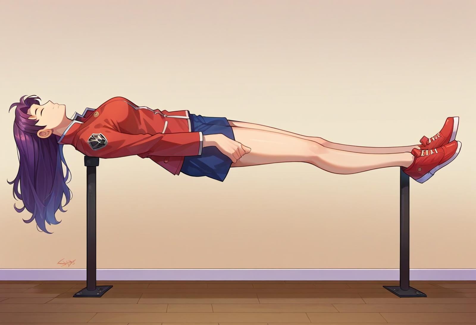 score_9,score_8_up, score_7_up, source_anime, catalepsy, 1girl, solo, sole_female, misato_katsuragi, side view,closed eyes, raised_leg<lora:Catalepsy_-_Hypnosis_-_Pony:0.7>