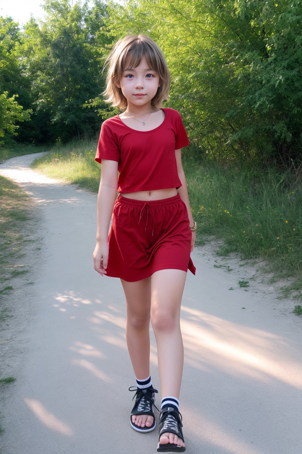 a 12 years old very young Tween In leichten Textil gehüllt, summer casual wear, daily slutty wear, enthüllt die zaghaft aufkeimende Weiblichkeit, während die sanften Rundungen behutsam betont werden. By David Dubnitskiy