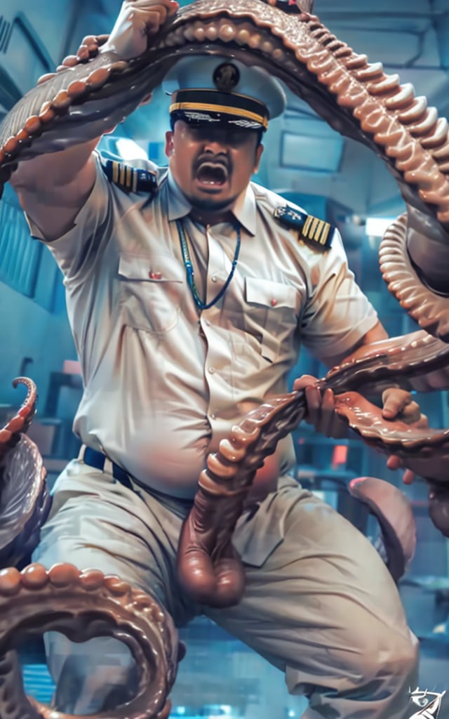 Zhanghongwei,solo,1male,military,tentacle,slighty_chubby,open_mouth