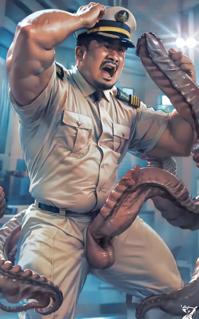 Zhanghongwei,solo,1male,military,tentacle,slighty_chubby,open_mouth