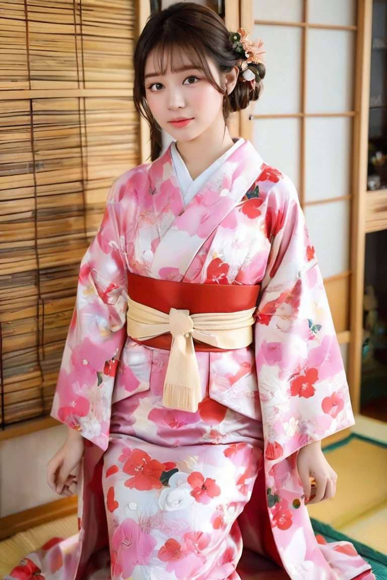 1girl, kimono the best face of asian female, full body shot