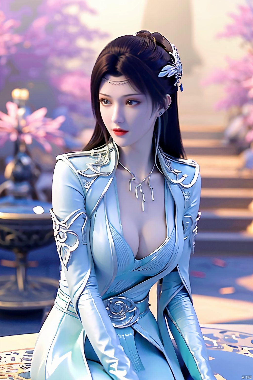 masterpiece,best quality,1girl,sitting, upper body,solo,Xyunyun,(big breasts:1.23),yuzu,ziling_xianzi,Xtianxiwei