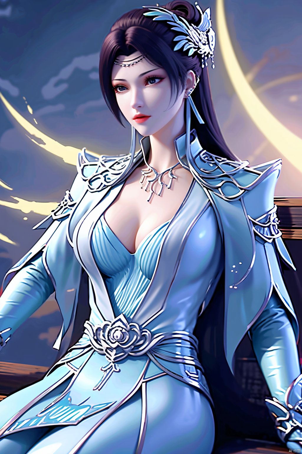 masterpiece,best quality,1girl,sitting, upper body,solo,Xyunyun,(big breasts:1.23),yuzu,ziling_xianzi,Xtianxiwei