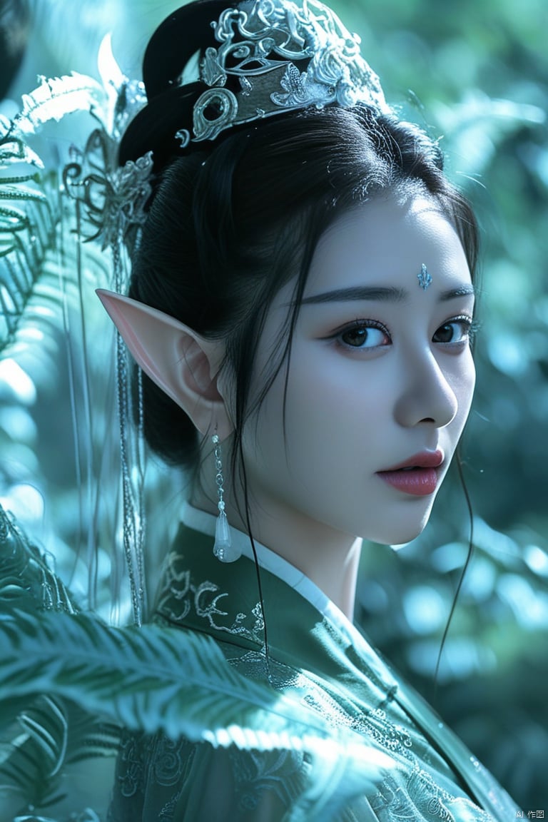 Best quality, high-definition Chinese portrait, close-up shooting, realistic style,
The dragon girl in the phantom forest coexists with illusions, covered in flowing light, shadows and phantoms. Every phantom hides the secrets of the forest. The surreal depiction makes her the guide of dreams. In the hazy moonlight fantasy forest, she is like the most mysterious elf. The light changes on her body, forming a blurry visual feast with the surrounding fog. The scene is mysterious and the style is dreamy.