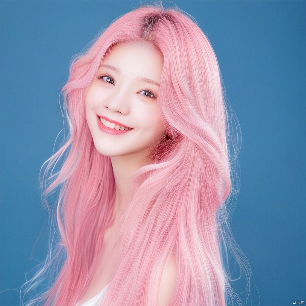 no Long neck,girl,solo,long hair,pink hair,smile,Candy