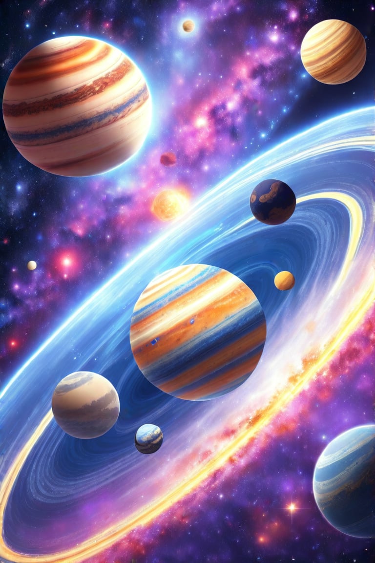 solar system with planets and other objects in outer space,outer space