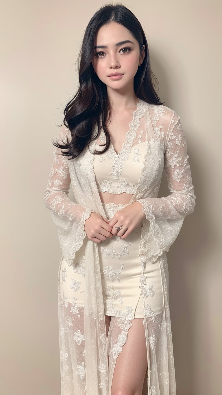 JeeSoo's mystical aura radiates through a minimalist artwork of Mai Davika Hoorne, rendered in continuous single lines. She stands out against a soft-focus background, wearing a intricate outfit that appears woven from starlight. A subtle magic influx swirls around her, as if the very air is infused with her enchanting presence.