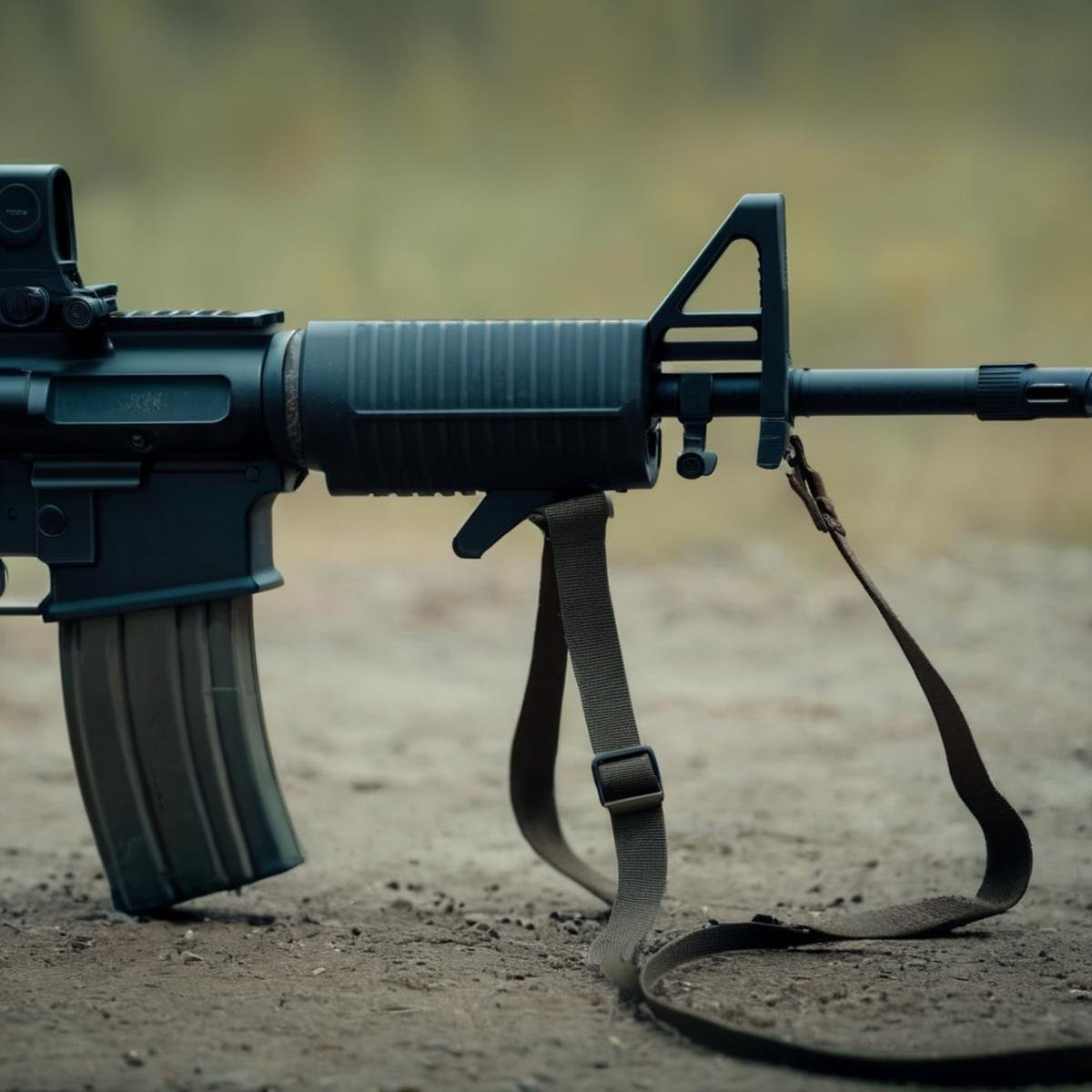 cinematic film still of  <lora:M16 Rifle series:1.2>M16 Rifle series a gun rifle with a metal barrel and a metal handle perfection, shallow depth of field, vignette, highly detailed, high budget, bokeh, cinemascope, moody, epic, gorgeous, film grain, grainy