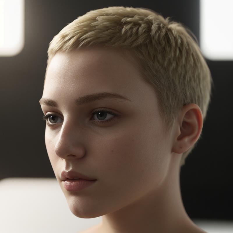 Hyperrealistic art of  <lora:skin texture style sd1.5 v1:1> very sharpA cinematic skin texture style still image of a woman with a short blond hair and a white shirt, detailed skin pore, film still, still photography style, sharp style, detailed style, perfect style, perfection style, Kodak film skin tone style, fujifilm skin tone style, professional photography style, skin textured, skin texture style, 1girl, solo, short hair, brown hair, parted lips, blurry, lips, looking to the side, looking away, sunlight, portrait, backlighting, realistic, sidelighting, closed mouth, nose, dirty, dirty face, smile, photorealistic, closeup, realistic skin style, Extremely high-resolution details, photographic, realism pushed to extreme, fine texture, incredibly lifelike