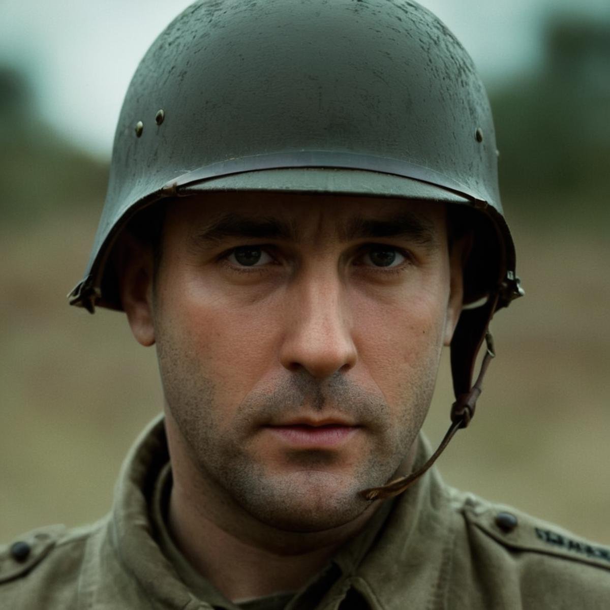 cinematic film still of  <lora:Cinematic Vintage Hollywood Film Style:0.5> sharp detailed, Cinematic Vintage Hollywood Film Style <lora:cinematic ww2 style:1>an epic photo of a ww2 military man in a helmet looking at the camera cinematic ww2 style, shallow depth of field, vignette, highly detailed, high budget, bokeh, cinemascope, moody, epic, gorgeous, film grain, grainy