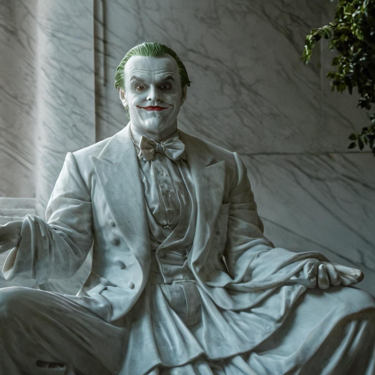 UHD, 4k, ultra detailed, cinematic, a photograph of  <lora:perfection style:0.3><lora:joker 89:0.6>Marble sculpture statue of a joker89, epic, beautiful lighting, inpsiring <lora:sculpture v3:1>