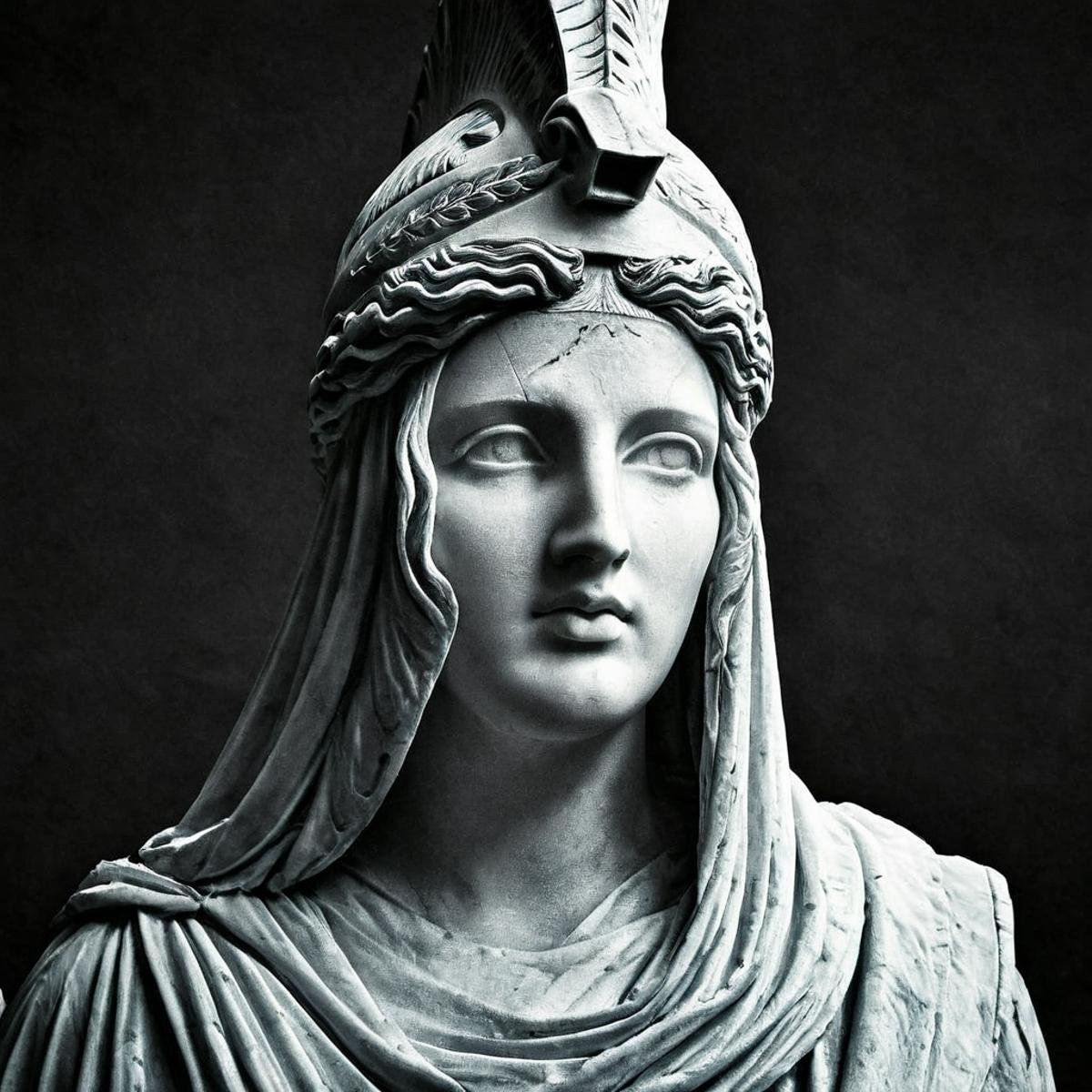 <lora:perfection style:0.3> perfection style<lora:sculpture v3:0.9>Marble sculpture a statue of   <lora:Greek mythology style:1>In ancient mythical legendary world, Ares a statue of a woman with a headdress on, ancient Greeks, historical mythical movie themed, sharp, detailed, epic cinematic photography, artistic creative style, dramatic light style, cinematic color style, Kodak film style, Greek mythology style, solo, 1boy, closed mouth, monochrome, male focus, from side, profile, helmet, portrait, simple background, black background, realistic, armor