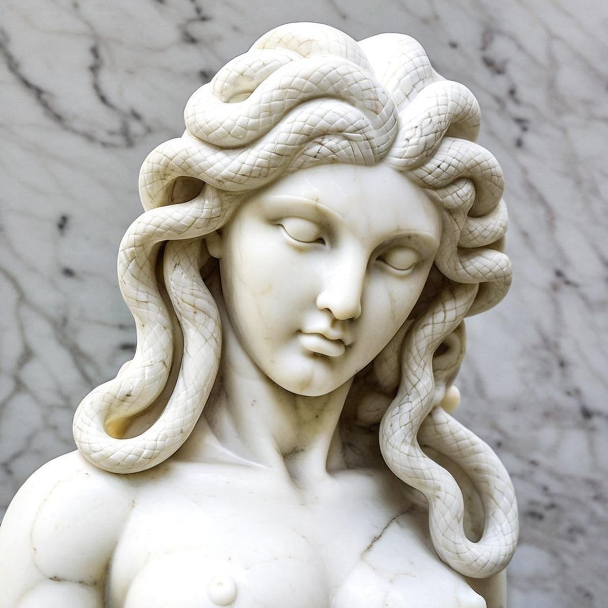 <lora:sculpture style v4:1.2>Marble sculpture of medusa white skin tone Marble sculpture style