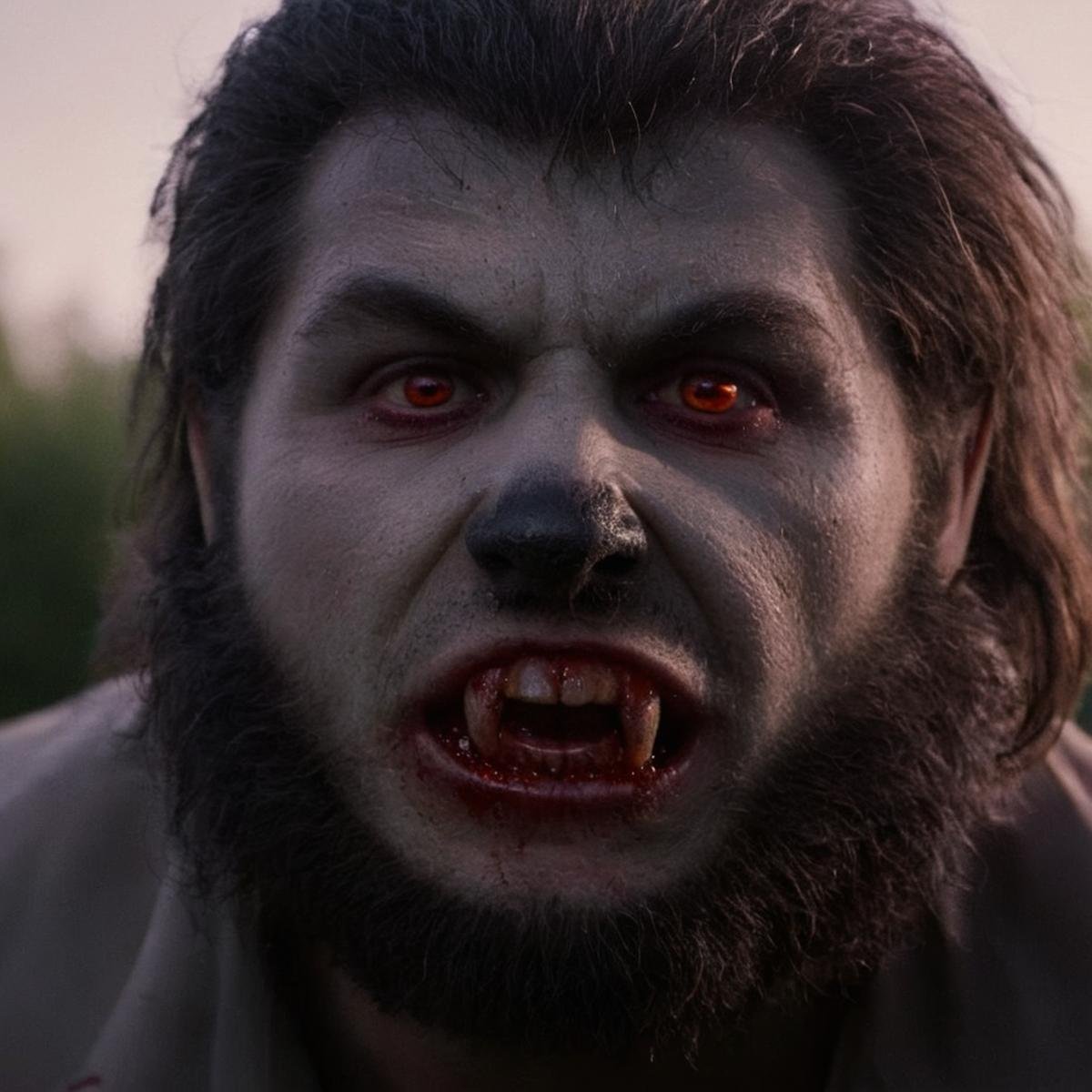 cinematic film still of  <lora:vampire teeth v3:1>cinematic film still of <lora:Werewolf style:1.2> a close up of a werewolf with a bloody face staring at cameraWerewolf Style, shallow depth of field, vignette, highly detailed, high budget, bokeh, cinemascope, moody, epic, gorgeous, film grain, grainy, shallow depth of field, vignette, highly detailed, high budget, bokeh, cinemascope, moody, epic, gorgeous, film grain, grainy