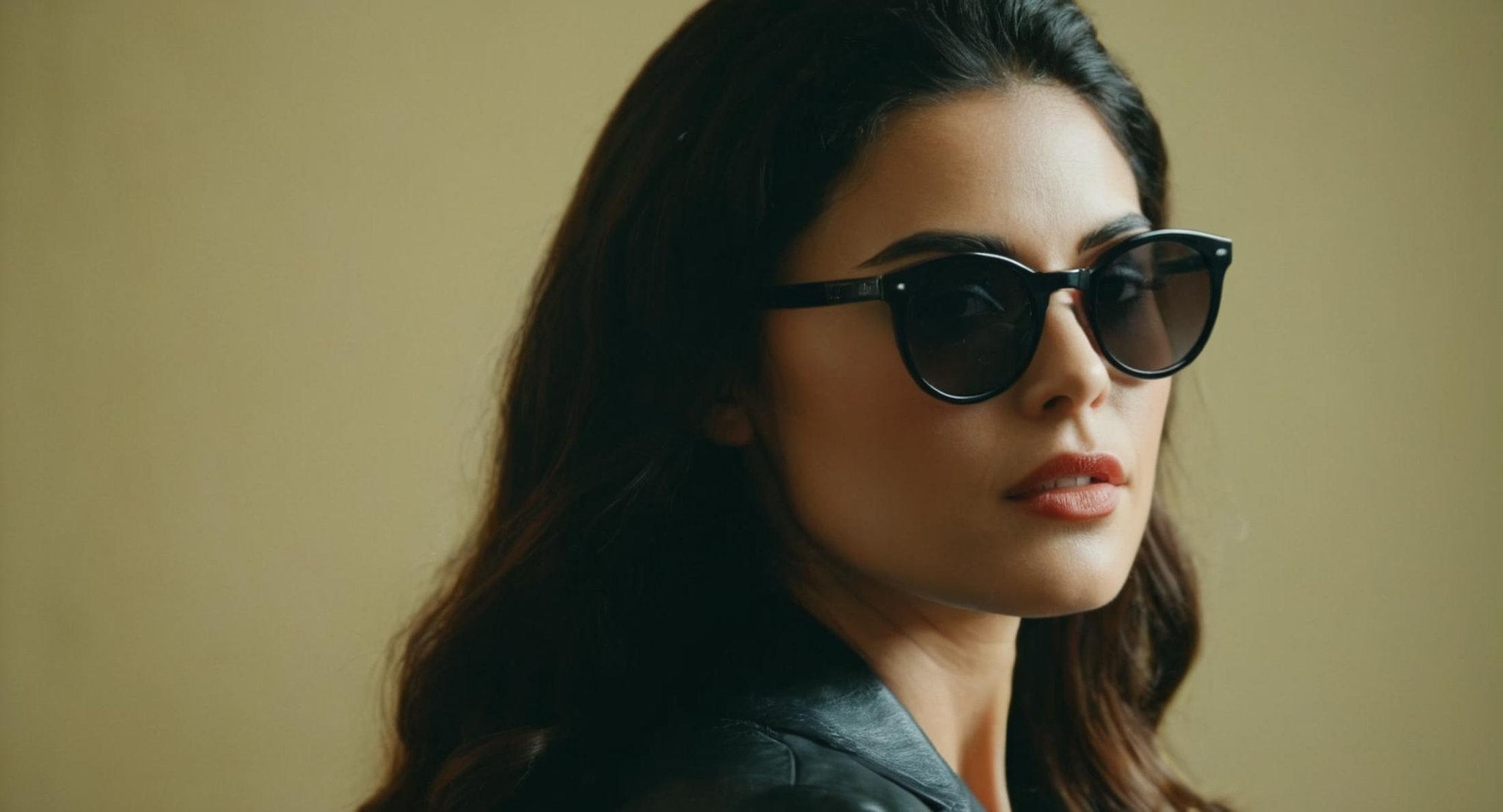 cinematic film still of  <lora:Retro:1> Grainy Cinematic Film stock footage in (arri alexa style) Kodak film print, a woman with a black top and sunglasses retro style, shallow depth of field, vignette, highly detailed, high budget, bokeh, cinemascope, moody, epic, gorgeous, film grain, grainy