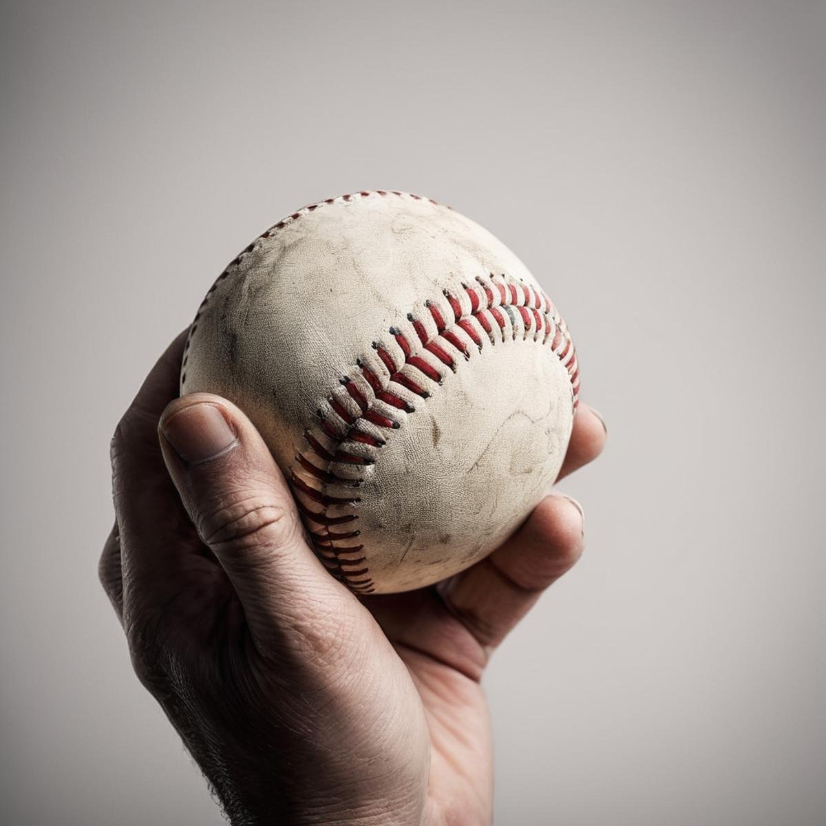 cinematic film still of  <lora:perfection style:0.9> wrinkles:1A perfect photo of a hand holding a baseball ball on a white background, perfection style, shallow depth of field, vignette, highly detailed, high budget, bokeh, cinemascope, moody, epic, gorgeous, film grain, grainy