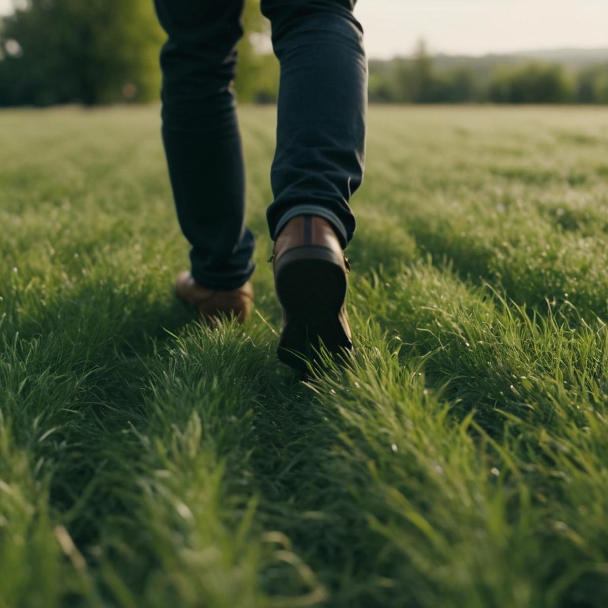 cinematic film still of  <lora:perfection style:0.1> <lora:detailed:0.1> <lora:Chiaroscuro Lighting Style:0.3> <lora:feet v2:0.3>A perfect photo of a person from behind walking on a grass covered field, shallow depth of field, vignette, highly detailed, high budget, bokeh, cinemascope, moody, epic, gorgeous, film grain, grainy