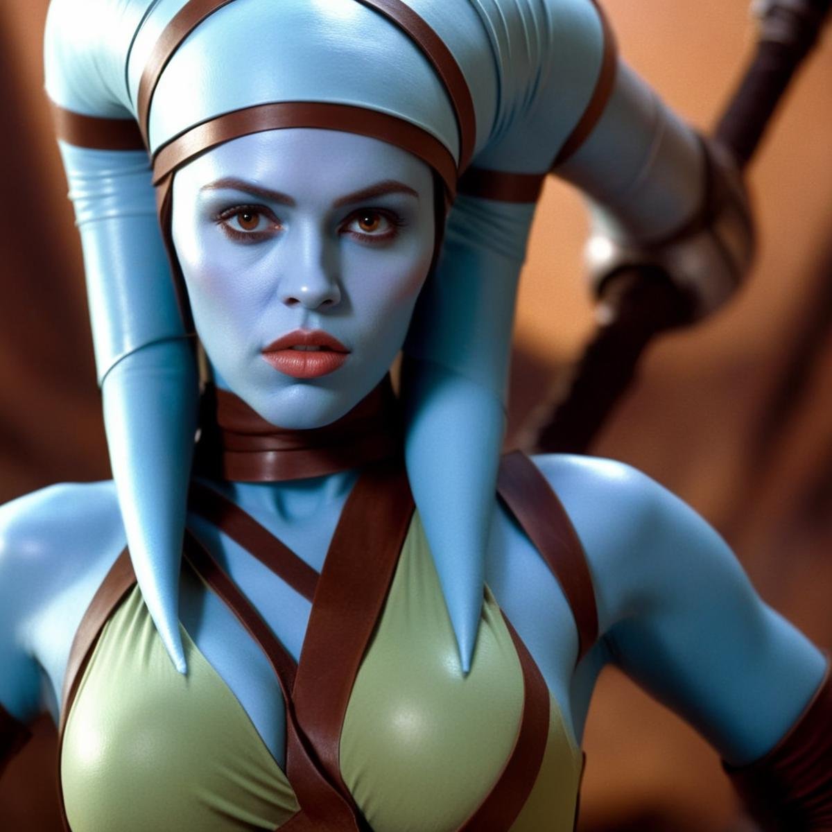 cinematic film still of <lora:Aayla Secura:1.5>Aayla Secura a naked breasts blue nipples and naked body blue skin color woman In Star Wars Universe, shallow depth of field, vignette, highly detailed, high budget, bokeh, cinemascope, moody, epic, gorgeous, film grain, grainy