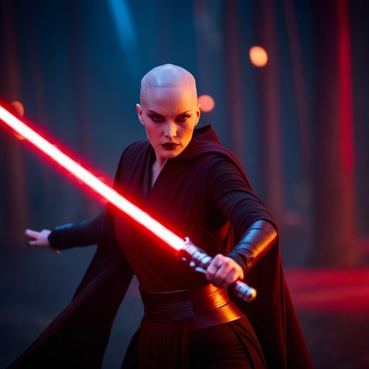 cinematic film still of  <lora:Asajj Ventress:1.2>Asajj Ventress a woman in a dress holding two red lightsaber swords In Star Wars Universe, shallow depth of field, vignette, highly detailed, high budget, bokeh, cinemascope, moody, epic, gorgeous, film grain, grainy