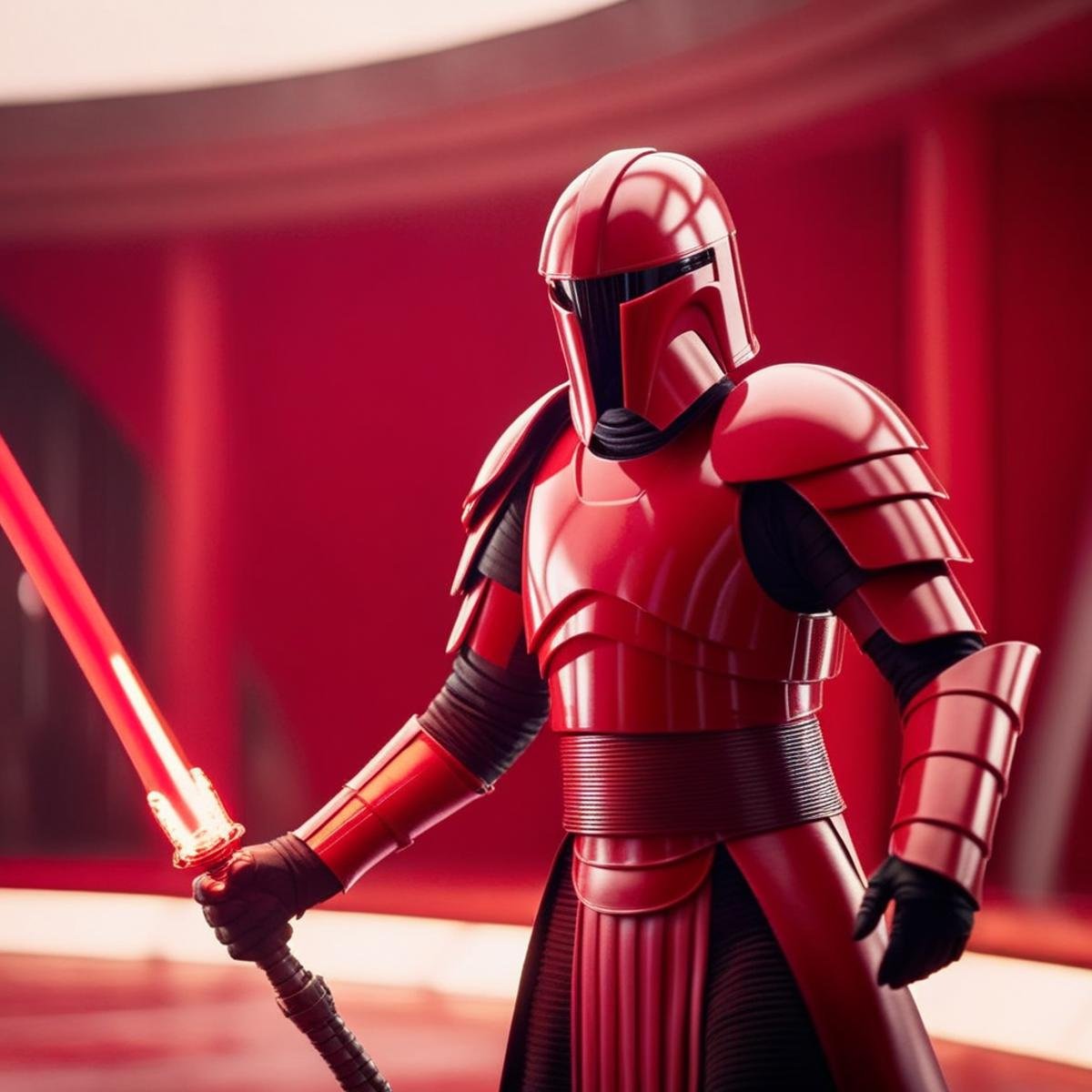 cinematic film still of  <lora:Elite Praetorian Guard:1.2>Elite Praetorian Guard a crimson-armored star wars knight  holding an chain whip, shallow depth of field, vignette, highly detailed, high budget, bokeh, cinemascope, moody, epic, gorgeous, film grain, grainy