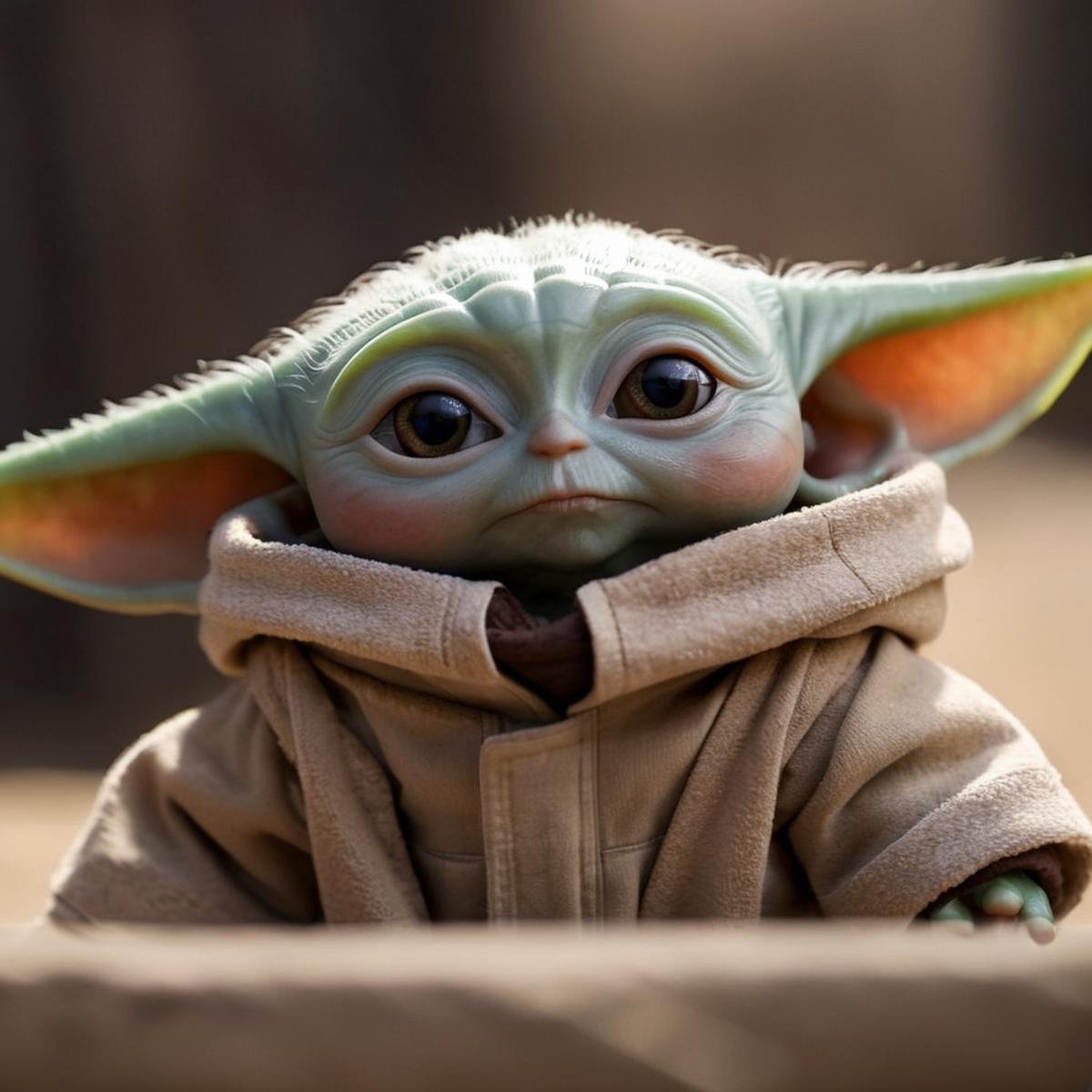 cinematic film still of  <lora:Grogu:1>Grogu a baby yoda is staring at the camera in star wars universe, shallow depth of field, vignette, highly detailed, high budget, bokeh, cinemascope, moody, epic, gorgeous, film grain, grainy