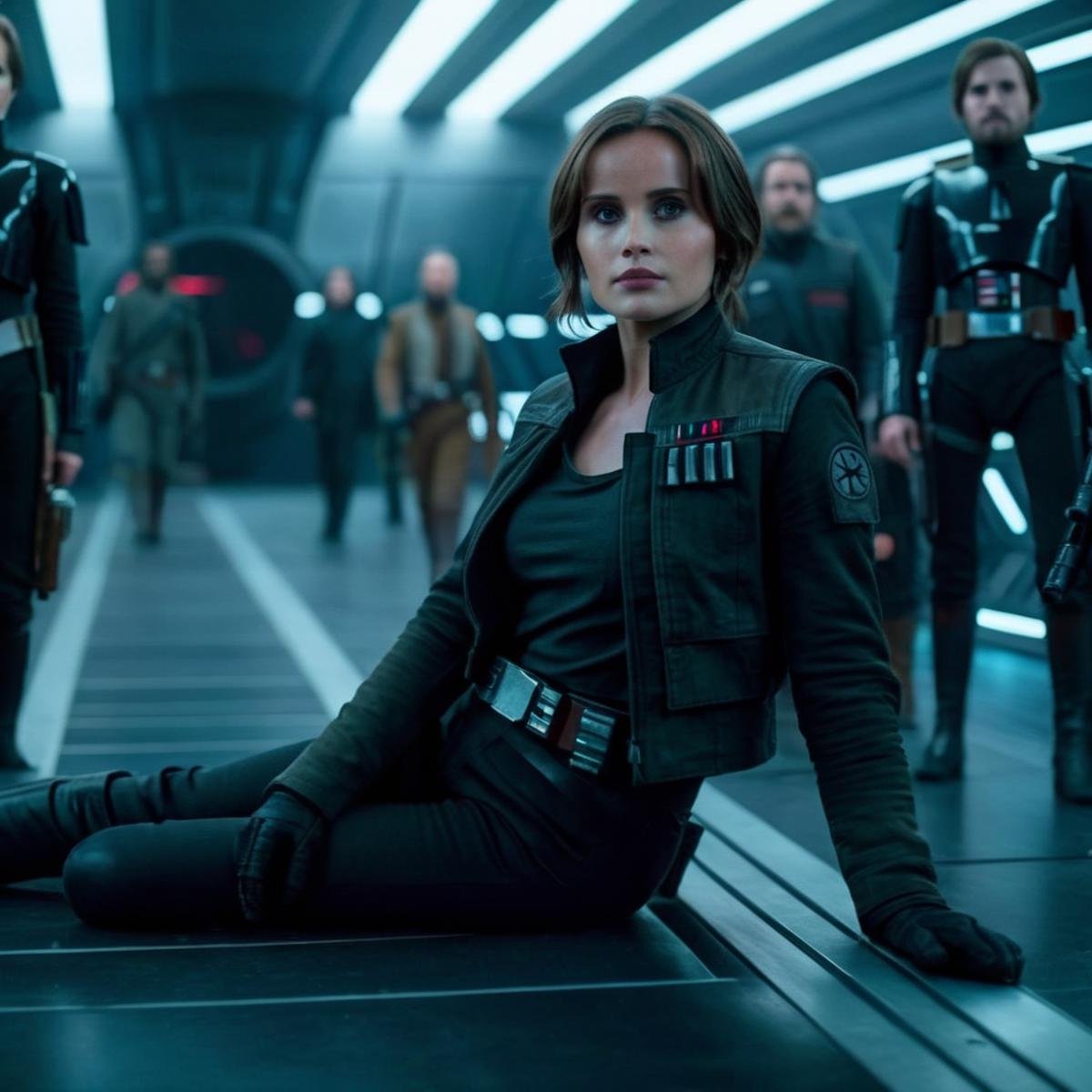 cinematic film still of  <lora:Jyn Erso:1.2>Jyn Erso a naked hot woman in a black jacket and boots is laying on a platform in star wars universe, shallow depth of field, vignette, highly detailed, high budget, bokeh, cinemascope, moody, epic, gorgeous, film grain, grainy