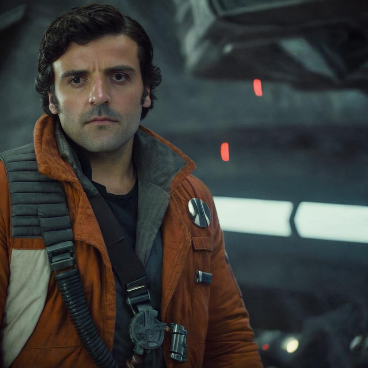 cinematic film still of  <lora:Poe Dameron:1.2>Poe Dameron a man with a beard and a jacket In Star Wars Universe, shallow depth of field, vignette, highly detailed, high budget, bokeh, cinemascope, moody, epic, gorgeous, film grain, grainy