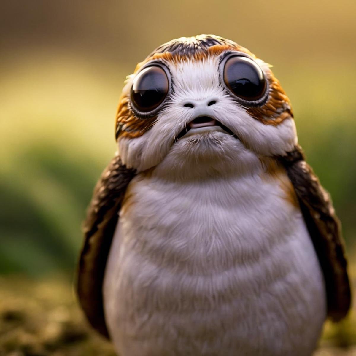 cinematic film still of  <lora:Porgs Bird:1.2>Porgs Bird a bird with a very big face and big eyes In Star wars Universe, shallow depth of field, vignette, highly detailed, high budget, bokeh, cinemascope, moody, epic, gorgeous, film grain, grainy