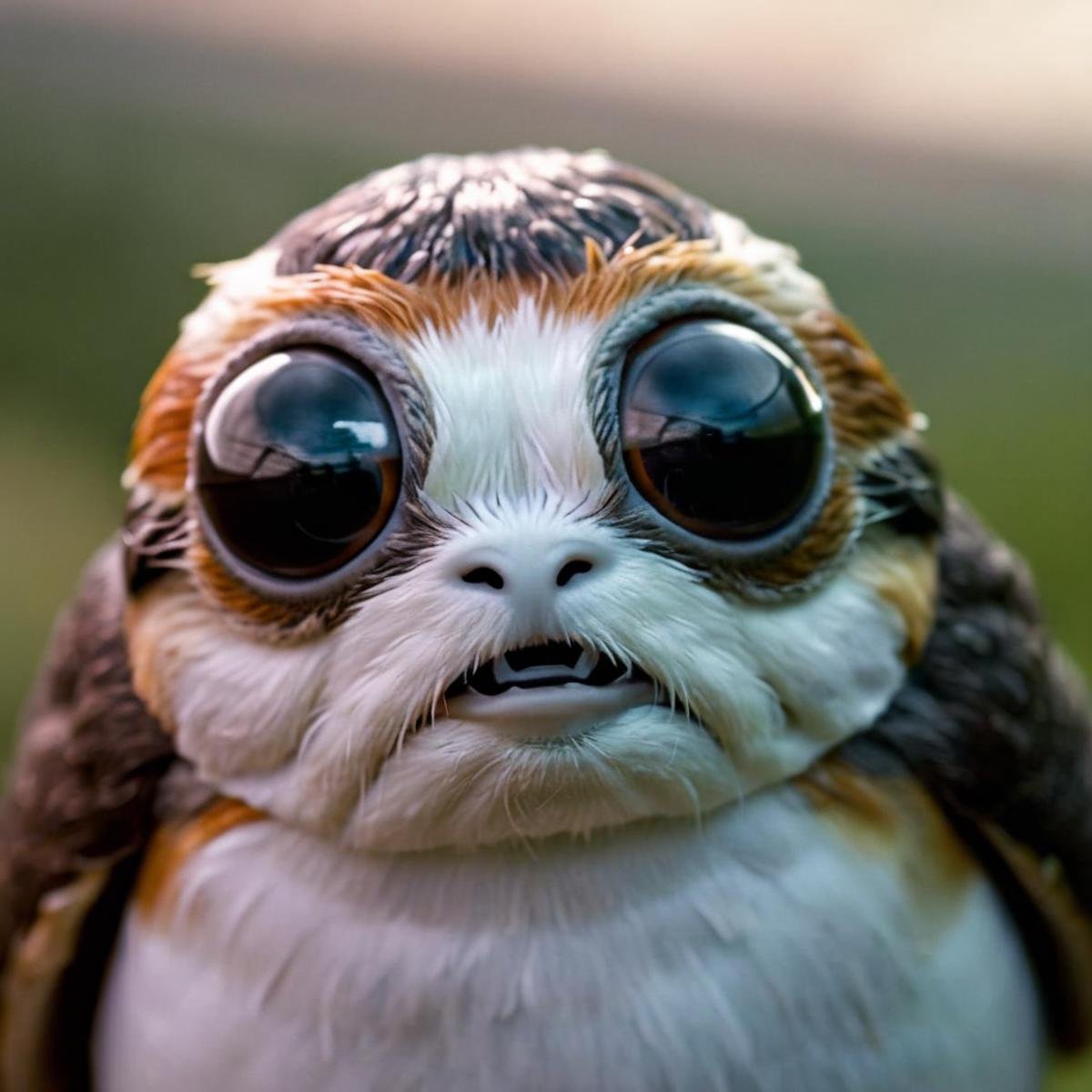 cinematic film still of  <lora:Porgs Bird:1.2>Porgs Bird a close up of a bird with big eyes In Star wars Universe, shallow depth of field, vignette, highly detailed, high budget, bokeh, cinemascope, moody, epic, gorgeous, film grain, grainy