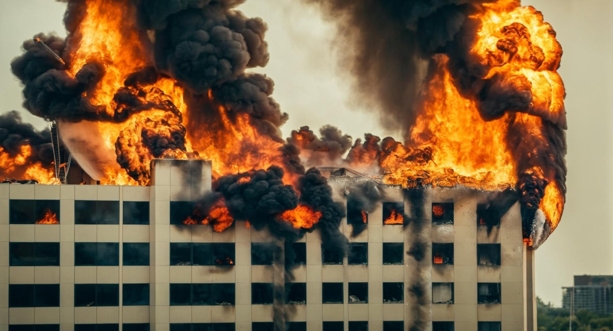 cinematic film still of  <lora:cinematic explosion style:1.5>a large fire explosion is coming out of a building cinematic explosion style, shallow depth of field, vignette, highly detailed, high budget, bokeh, cinemascope, moody, epic, gorgeous, film grain, grainy