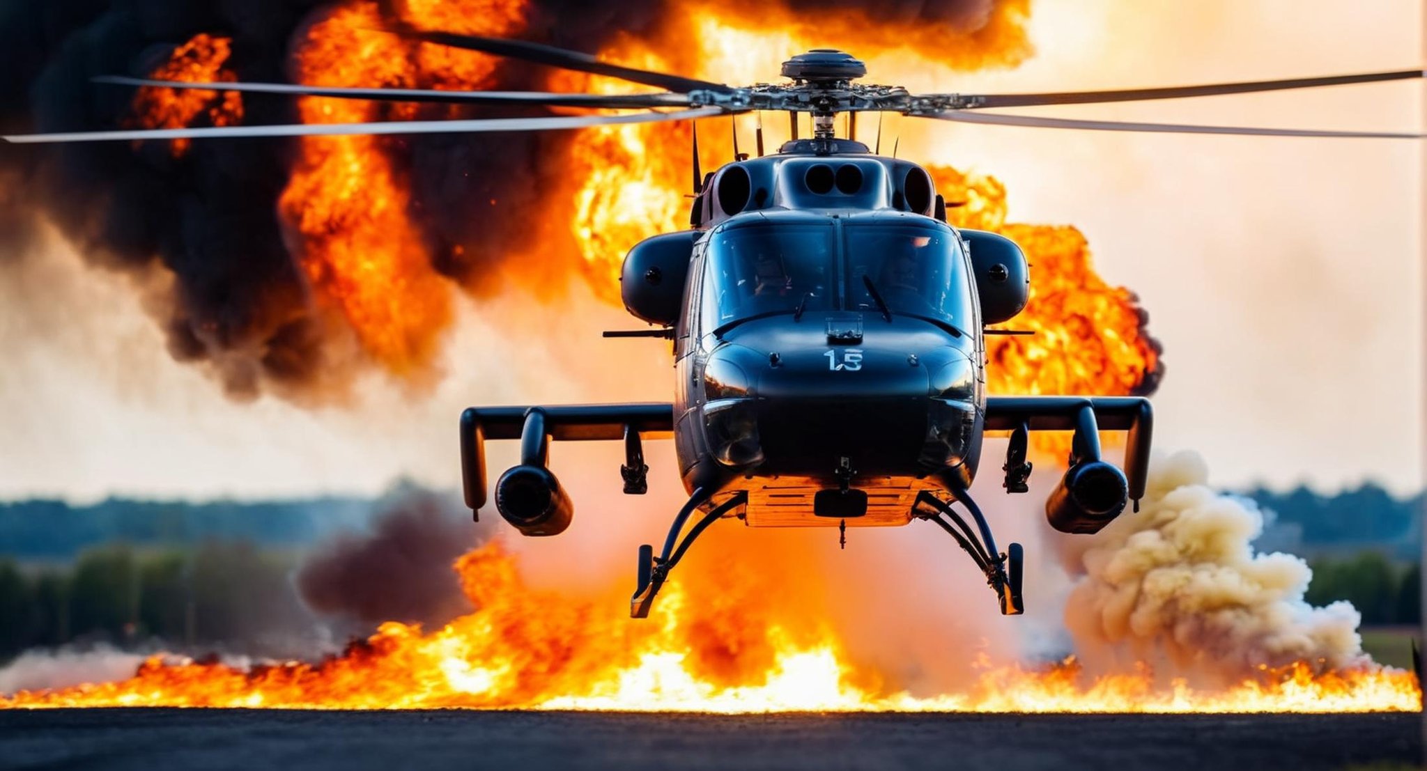 cinematic film still of  <lora:cinematic explosion style:1.5>a helicopter flying in front of a bunch of fire cinematic explosion style, shallow depth of field, vignette, highly detailed, high budget, bokeh, cinemascope, moody, epic, gorgeous, film grain, grainy